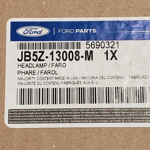 New Genuine Ford Headlamp Housing JB5Z-13008-M, Factory OEM Sealed Package Box - Picture 3 of 3