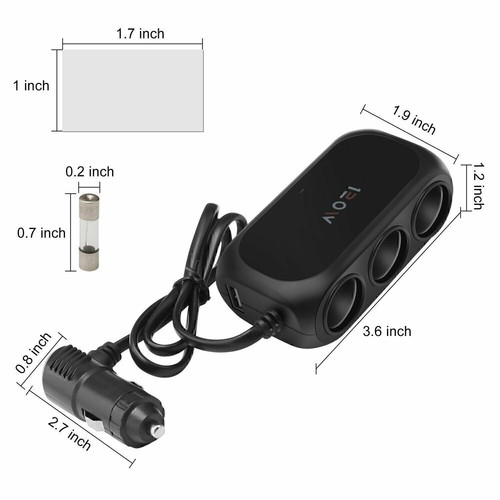 3Way Car Cigarette Lighter Socket Splitter Dual USB Charger Power Adapter 12-24V - 第 7/14 張圖片