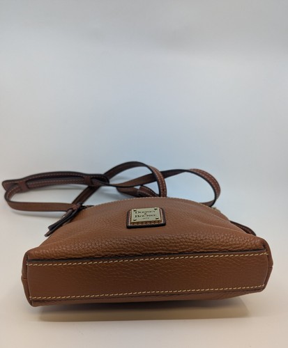 Dooney & Bourke Caramel Pebble Grain Leather Letter Carrier Crossbody Handbag - Picture 6 of 8
