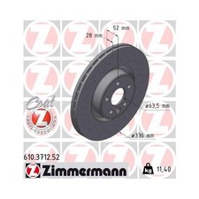 1x Bremsscheibe ZIMMERMANN 610.3712.52 passend für VOLVO VOLVO (CHANGAN)