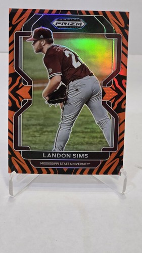 🚨2022 Prizm Landon Sims RC⚾️CHROME TIGERSTRIPE REFRACTOR NUMBERED 47/99🚨SP🚨🚨 - Picture 2 of 9