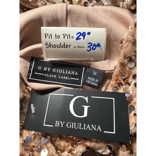 G by Giuliana Black Label Women's 3X Rose Gold Sequin Hoodie Top - Picture 2 of 10