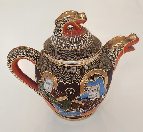Japanese Dragon Immortal Ware Teapot & Mini Teapot/Creamer with Lids - Picture 7 of 21