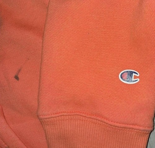 Champion Orange Logo Printed Hoodie Unisex Kids Size Large - Picture 2 of 4