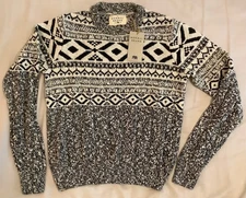 The Normal Brand Women's Sweater Small Charcoal Cotton Jacquard NWT