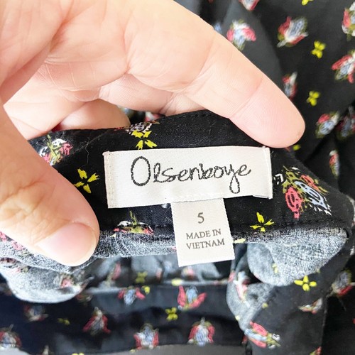 Olsenboye 5 Juniors 4 Womens Black Floral Print Lace Frayed Skirt - Picture 5 of 6