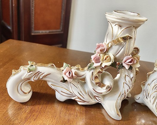 SELTENE VINTAGE 3 Stück PORZELLAN ERBSTÜCKE VON MORGEN Blumenvase & 2 KERZENSTÄNDER - Bild 17 von 22