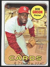 1969 Topps Bob Gibson #200 (CARDINALS) low grade; tape & pen on front