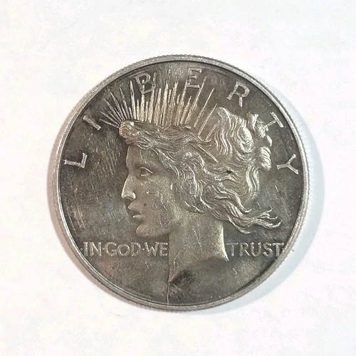 1 Oz Silver Peace Dollar Design Round 0.999 Fine Toned Liberty Eagle