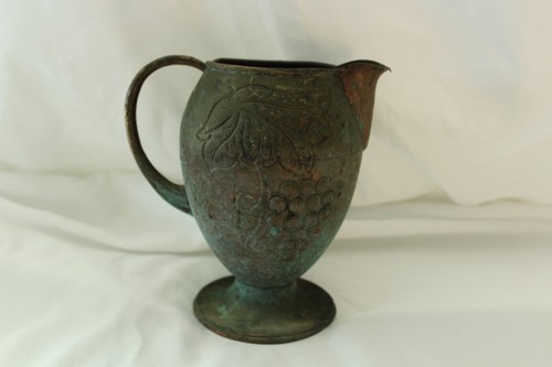 Antiker Art Deco Krug Bronze Kupfer mit Trauben Motiv 7" hoch - Bild 2 von 22