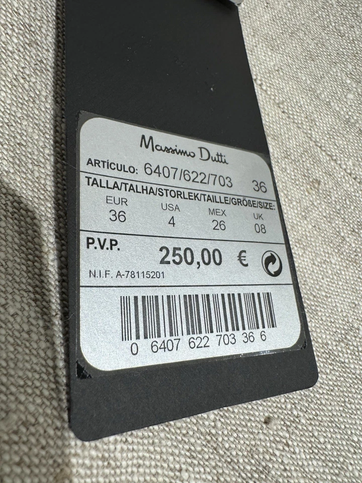 Massimo Dutti Beige 100% Linen Coat with Embellished Belt UK8 EU36 Fitted Style - Image 4 of 4