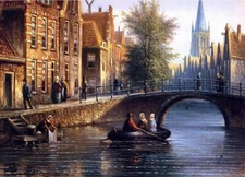 oil painting Francicus View with a bridge Sun landscape handmade on canvas Decor