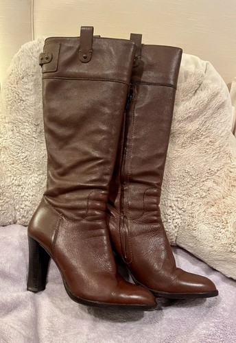 Banana Republic Brown Knee High Zip-up High Heel Buttery Leather Boots S: 7.5 - Picture 2 of 12