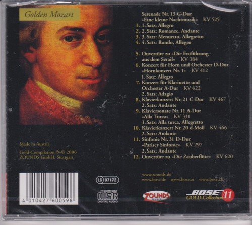 ZOUNDS - Golden Mozart - Bose Gold Collection 11 - audiophile Gold-CD 2006 neu - Bild 2 von 2