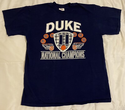 Vintage 90s Duke Blue Devils XL T-Shirt National Champions 91 92