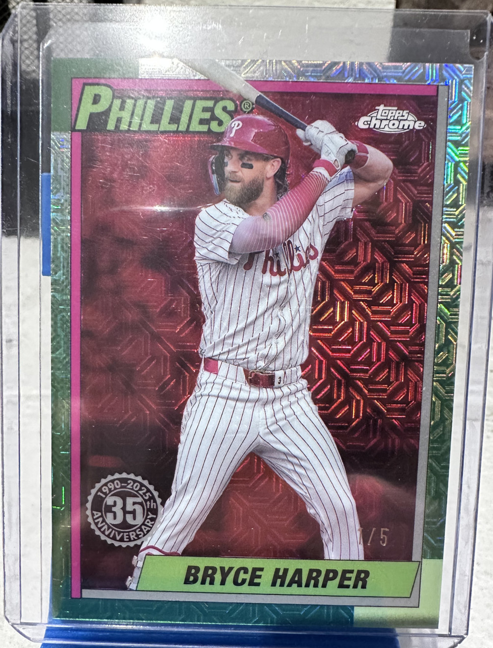 2025 Series 1 Bryce Harper 1990 Topps Baseball Chrome Red Refractor /5