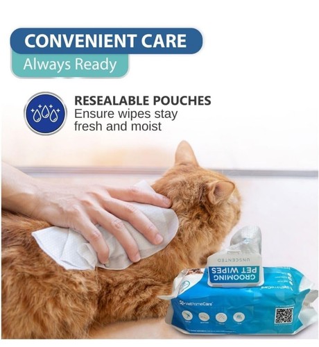 Hypoallergenic Cleaning Wipes for Dogs & Cats Unscented 8”x8” Wipes 4-100 Packs - Picture 2 of 6
