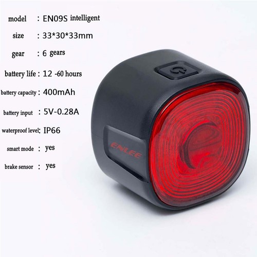 ENLEE Fanale Posteriore Smart Bici Sensore Freni Luce Posteriore Avviso Lampada LED Ricaricabile - Foto 4 di 9
