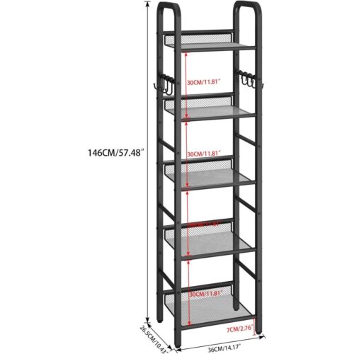 Bookshelf, bookcase, 5-layer storage rack, metal shelving unit modern style - Picture 3 of 6