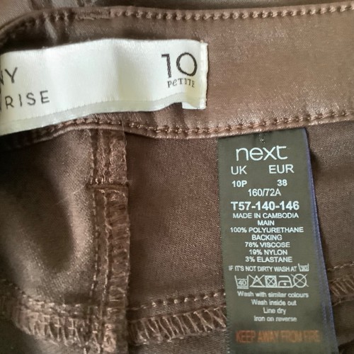 Next faux leather brown skinny trousers 10p - Picture 3 of 3