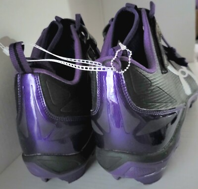 Under Armour Football Cleats Spine Fierce Mid Black Purple Men’s 18E Lightweight Under Armour Team Spine Fierce Football Cleats Black Purple  main image 2