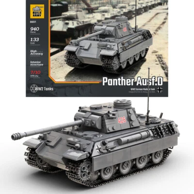 Build Army Panther Ausf.D 1:33 Tank Brick Model 940pcs B0171