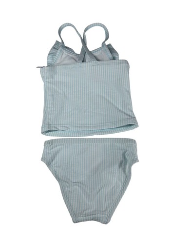 Cat & Jack Toddler Girls 2-Piece Tankini Swim Set 12M UPF 50+ Turquoise & White - Picture 2 of 6