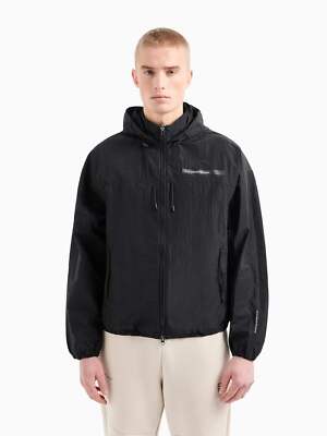 EA7 Mens Black Lightweight Logo Jacket