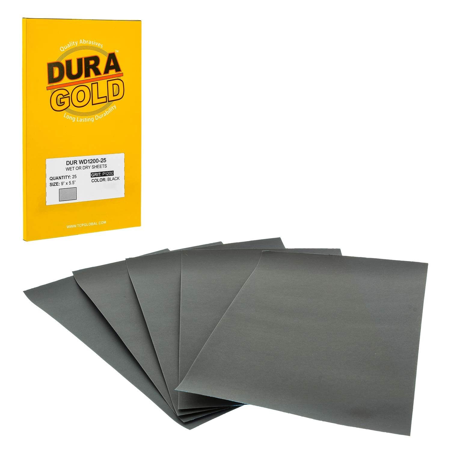 Premium 1200 Grit Wet or Dry Sandpaper Sheets, 5-1/2