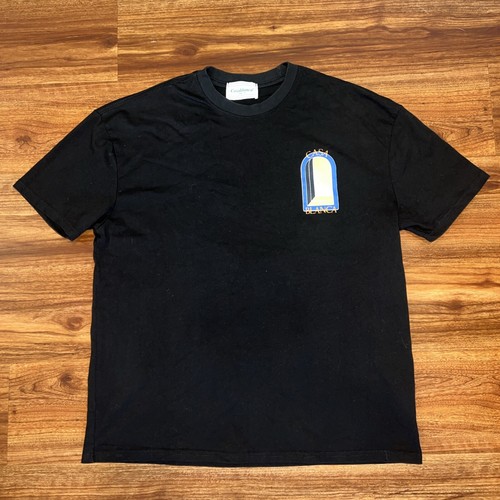 Auth Men’s Casablanca Tennis Club Big Logo Black Cotton Casual T Shirt Size 3XL - Picture 2 of 7
