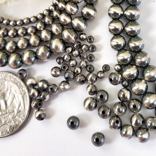Round Sterling Silver Navajo pearl 2, 2.5, 3, 5,6,7,8,10,12,14, 16mm DIY beading - Picture 2 of 3