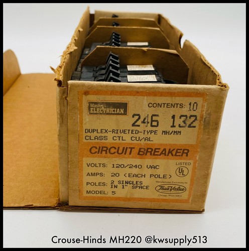 MH220 ~ Crouse-Hinds MH220 20A 2P 120/240V Tandem MCCB ~ Surplus/90 Day Warranty - Picture 5 of 5