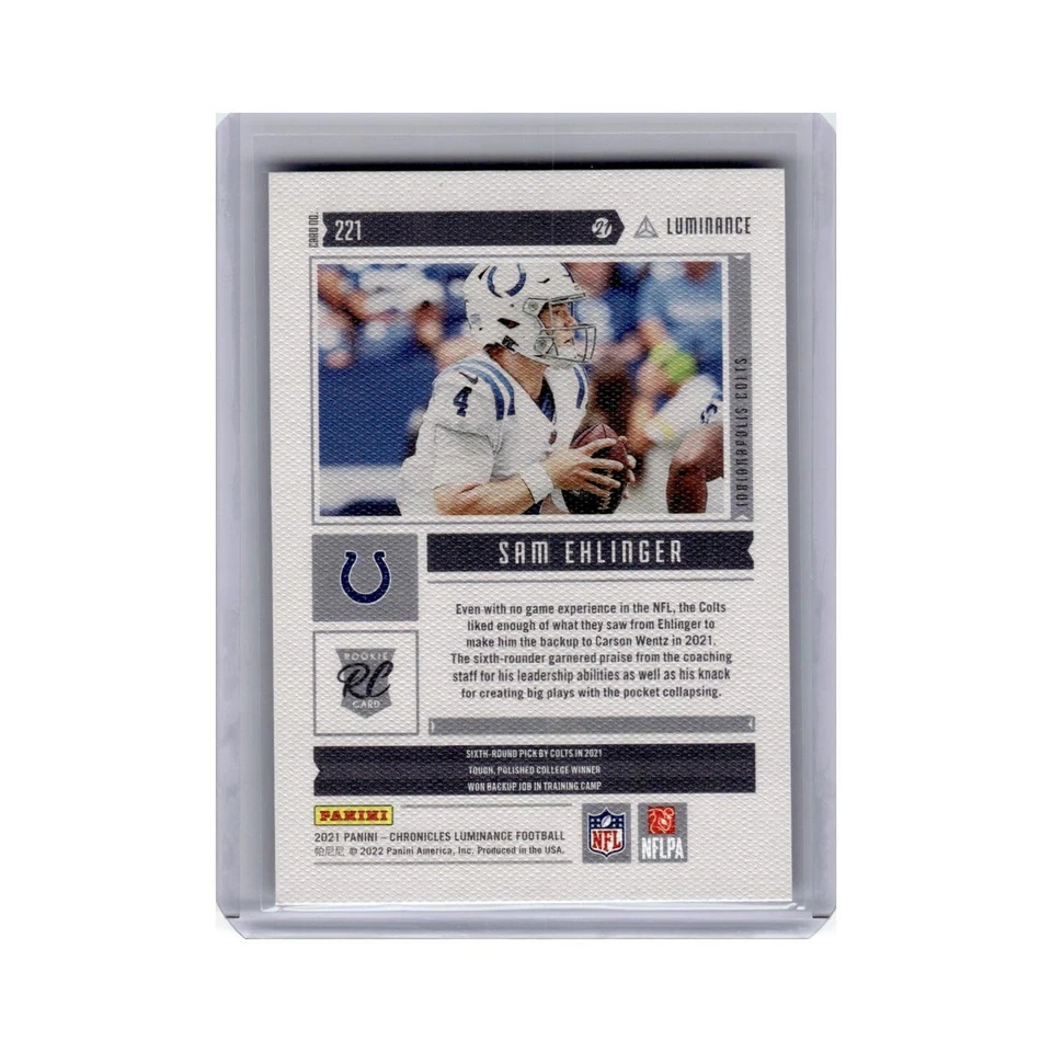 Sam Ehlinger Rookie 2021 Panini Chronicles Luminance #221 Indianapolis Colts NM - Image 2 of 3