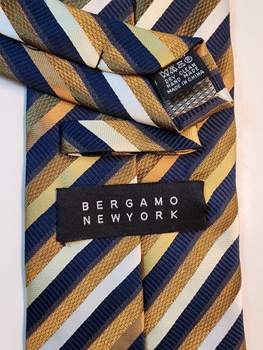 Corbata vintage Bergamo Nueva York diagonal a rayas tonos tierra *Leer por favor - Imagen 3 de 6