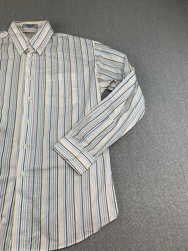 Duck Head Button Down Shirt Men L 16/16.5 34/35 White Stripe Colorful Preppy - Picture 5 of 18