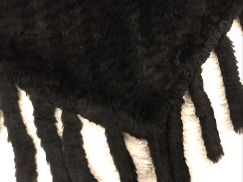 Damen 100 % Kaninchenfell schwarz Stola Cape Urlaub Abschlussball formell Hochzeit Mafia Frau - Bild 5 von 6