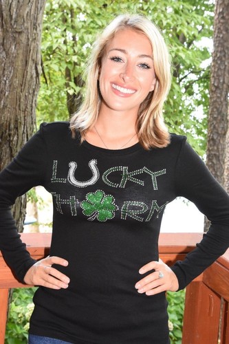 St Patricks Day rhinestone Shirt XS S M L XL XXL 1X 2X 3X 4X 5X Lucky Charm - Picture 9 of 12
