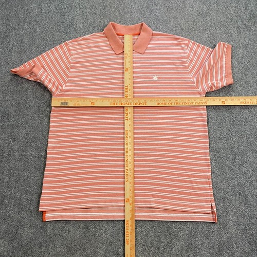 Brooks Brothers Striped Polo Shirt Adult X-Large Coral Orange White Casual Mens - 第 10/17 張圖片
