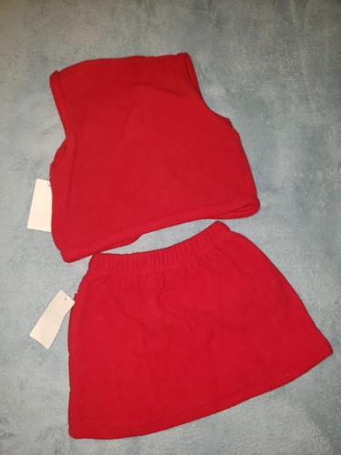 Max Gray Kids 18-24m Girls Fleece Vest Top & Skirt 2 Piece Outfit Set Dark Red - Picture 2 of 4