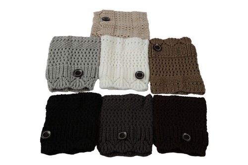 Womens Girl Knit Crochet Boot Cuffs Toppers Short Ankle Socks Winter Leg Warmers - Picture 7 of 18