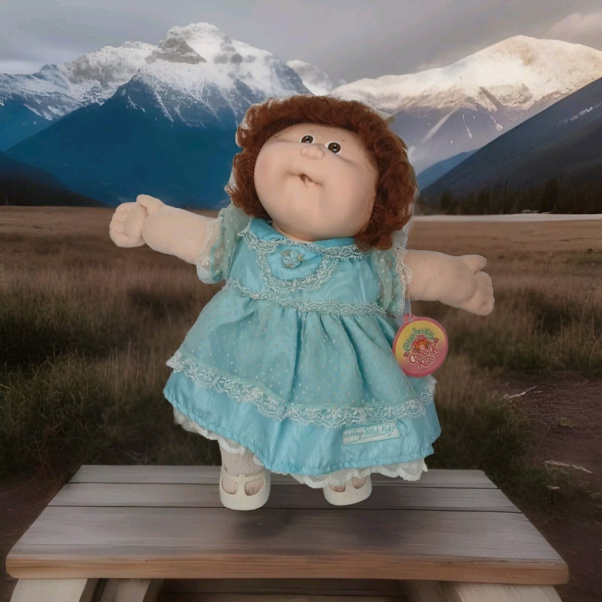 1987 CABBAGE PATCH KIDS CORNSILK GIRL RED FRENCH BRAID BROWN EYES