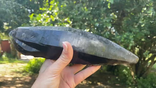 Zomba Smoky Quartz doppia terminazione XL grande singolo cristallo 3,38 libbre 9,8" - Video 1 di 1