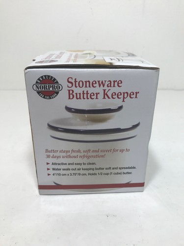 Norpro Stoneware Butter Keeper Without Refrigerator Soft For 30 Days 1/2 Cup - Picture 2 of 7