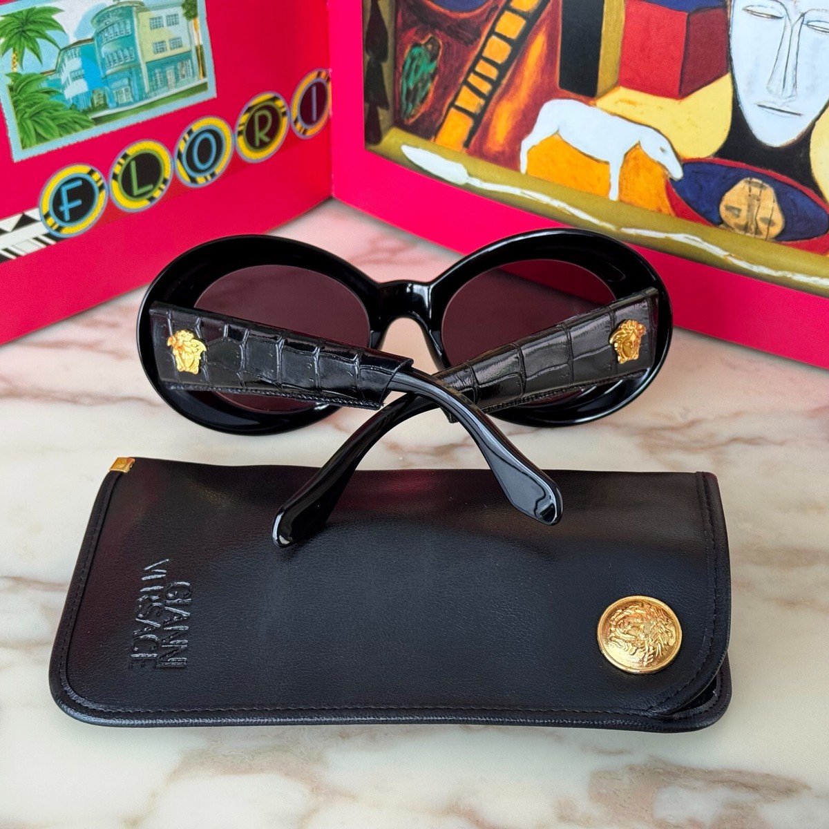 1996 GIANNI VERSACE sunglasses 418/P Col 852 black croc 1996 GIANNI VERSACE sunglasses 418/P Col 852 black croc