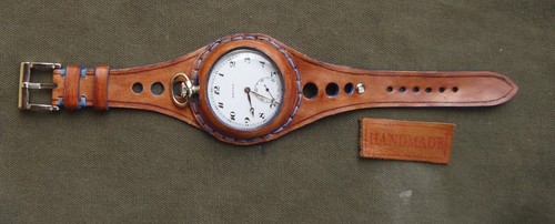 RACING POCKET WATCH WRIST STRAP HAND MADE .CASE 50 mm. - Picture 5 of 7