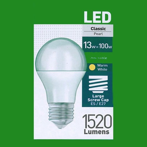 12x 13W= 100W Pearl Dimmable LED GLS Edison Screw ES E27 Warm White 2700k 1520lm - Picture 2 of 3
