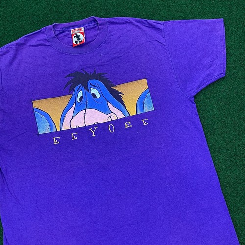 Vintage Disney Shirt Mens M Purple Mickey Inc Eeyore Embroidered Spell Out 90s