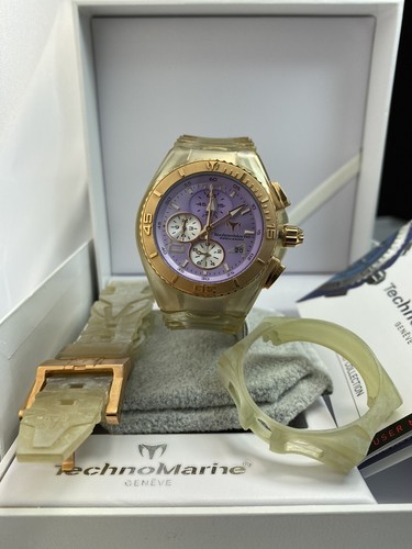 TechnoMarine Cruise Womens 40mm Rose Gold Purple Jellyfish Chronograph Watch - Picture 12 of 12