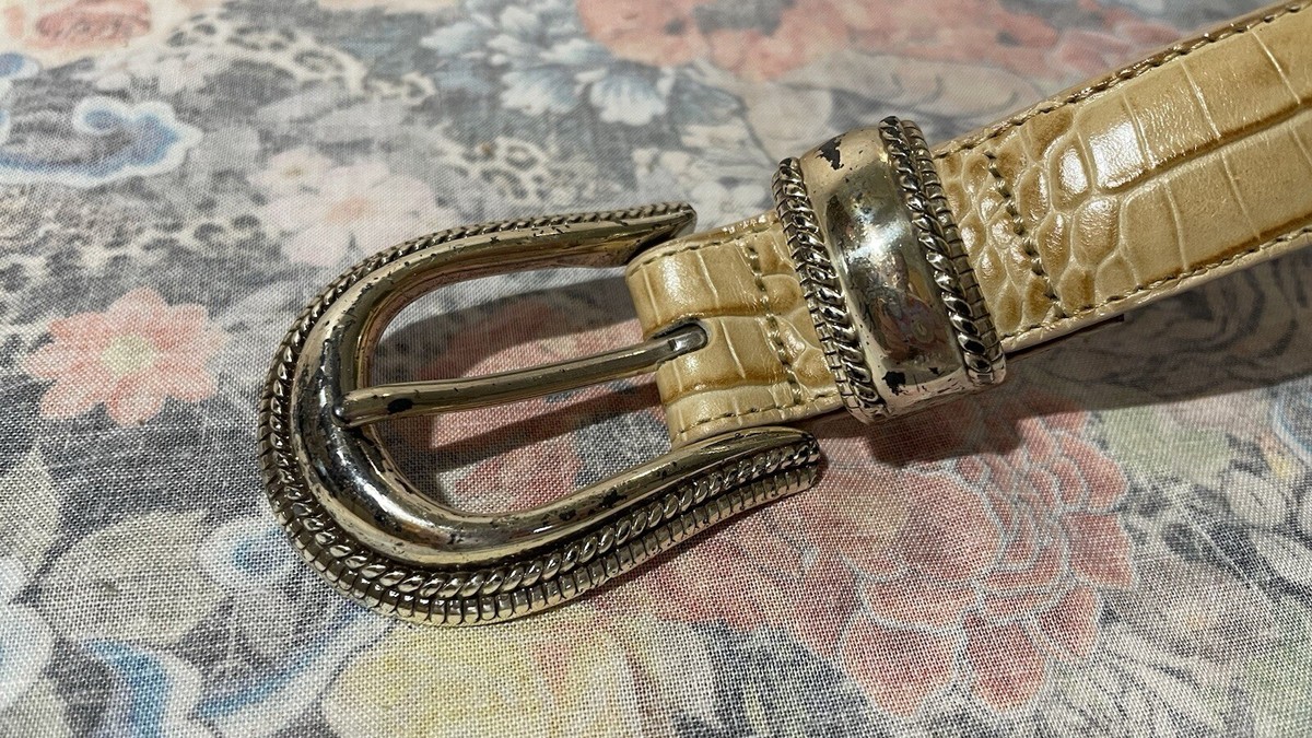 Vintage Brighton Beige Leather Belt with Mixed metals Vintage 90 main image 2