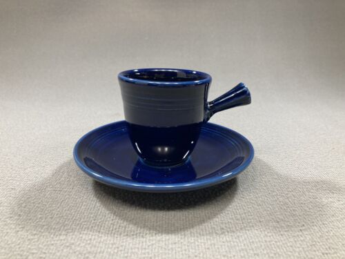 Homer Laughlin Fiesta Kobaltblau Stabgriff Demitasse Tasse & Untertasse Set